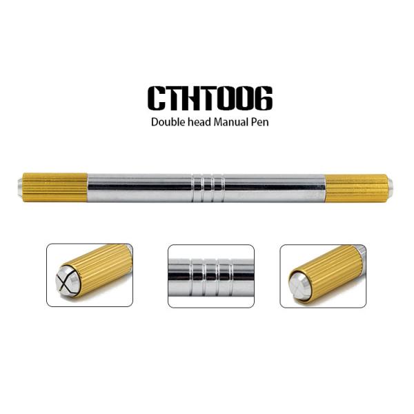 Professional Permanent Makeup Microblading Eyebrow Tattoo Silver Double Head Manual Pen