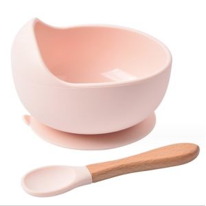 Non-Spill Waterproof Silicone Baby Feeding Bowl with Food Grade Spoon and Spoon