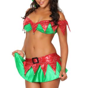 Sexy Green Red Adult Christmas Costumes For Women Game Uniformsl