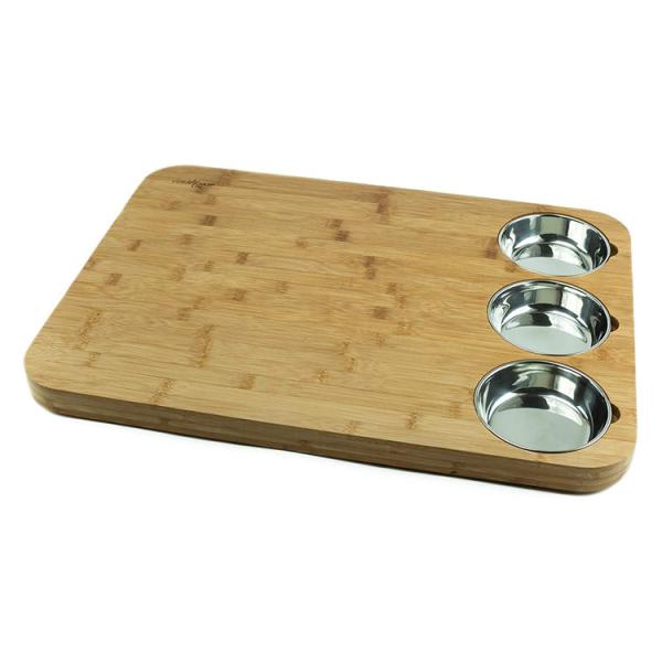 Buy Kitchen Moso Bamboo Butcher Block With Stainless Steel Bowls OEM at wholesale prices