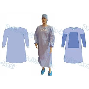 Wood Pulp Spunlace Sterile Disposable Surgical Gown With Knitted Cuff