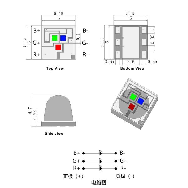 9W High Power LED 5050 RGB LED 60 Degrees Dome Lens SMD Diode For Outdoor Stage Lights