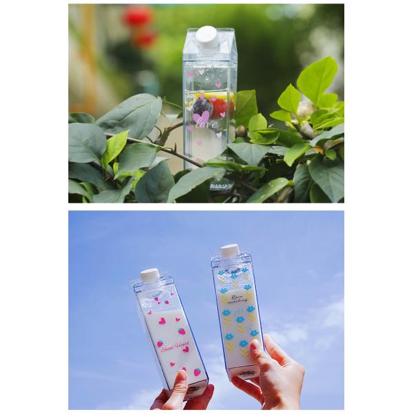 1000ML Reusable Custom Logo Transparent Clear Milk Carton Shaped Plastic Water Bottle