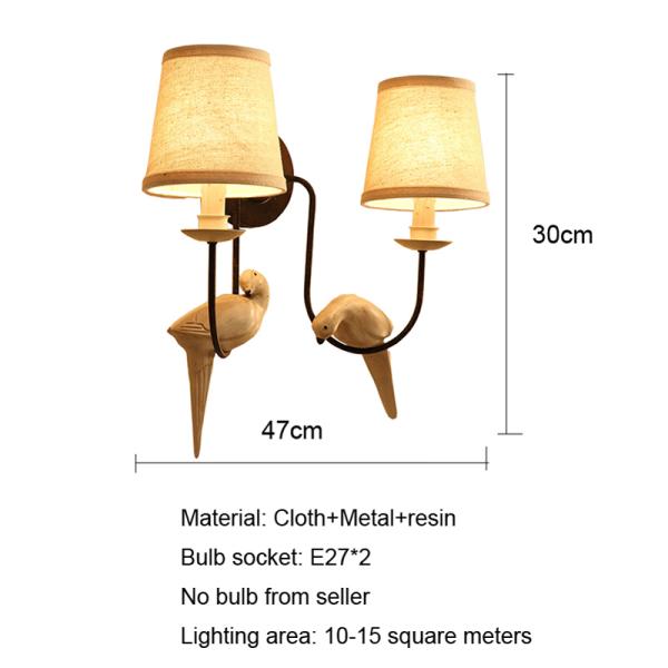 Retro loft wall lamp double heads bird light study office stair aisle living room bedroom Birds wall light9WH-VR-45)