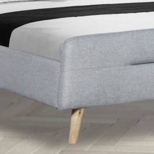 Trapezoidal Headboard Linen Fabric Bed