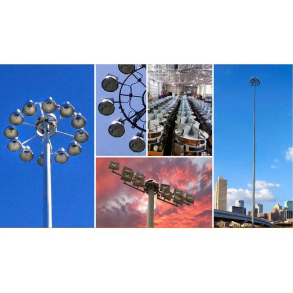 40 meters powder coating galvanized High Mast Pole with 300kg rasing system for airport area lighting 2