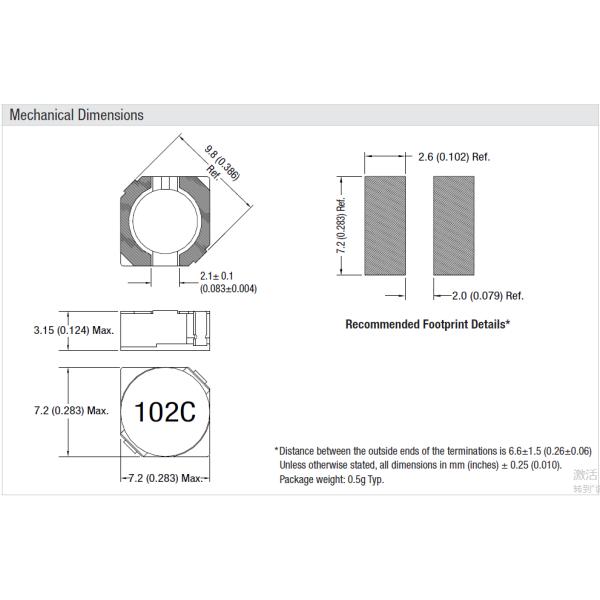 7.2 * 7.2 * 1.5mm SMD Power Inductor For EMI Sensitive Applications 29L102C