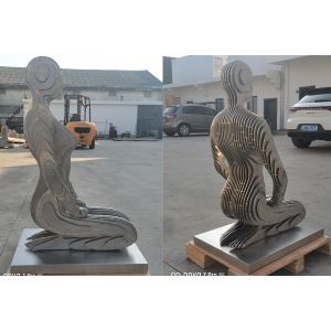 Brushed Finish Stainless Steel Kneeling Woman Sculpture