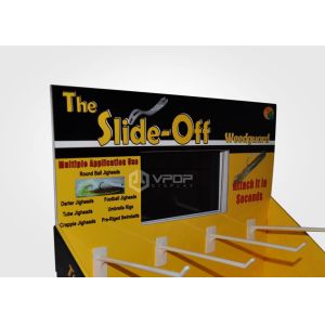 Orange Cardboard Countertop Hook Display Oil Lamination Surface Treatment