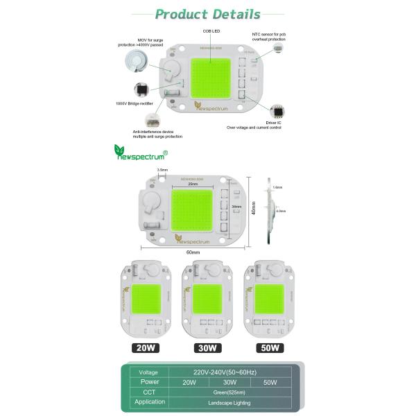 AC COB Flip 50W LED Chip Surge Protect For Landscape Lighting