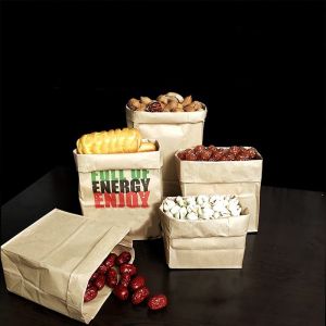 Food Grade Biodegradable Kraft Paper Eco Fast Food Bags Grease Proof