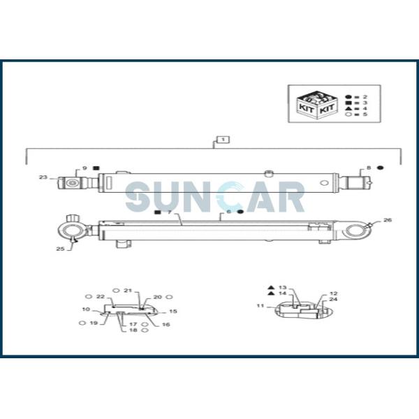 PS01V00003R300 Bucket Cylinder Piston Seal Kit fits CNH CX55B