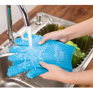 Heat Resistant Oven BBQ Grilling Cooking Kitchen Silicone Gloves