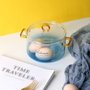 Simple Gradient Blue 4mm Glass Cutlery Salad Bowl