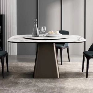 Dining Room Table For 4-6 Modern Marble Top Metal Pedestal Dining Table For