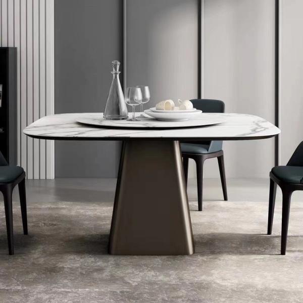 Dining Room Table For 4-6 Modern Marble Top Metal Pedestal Dining Table For