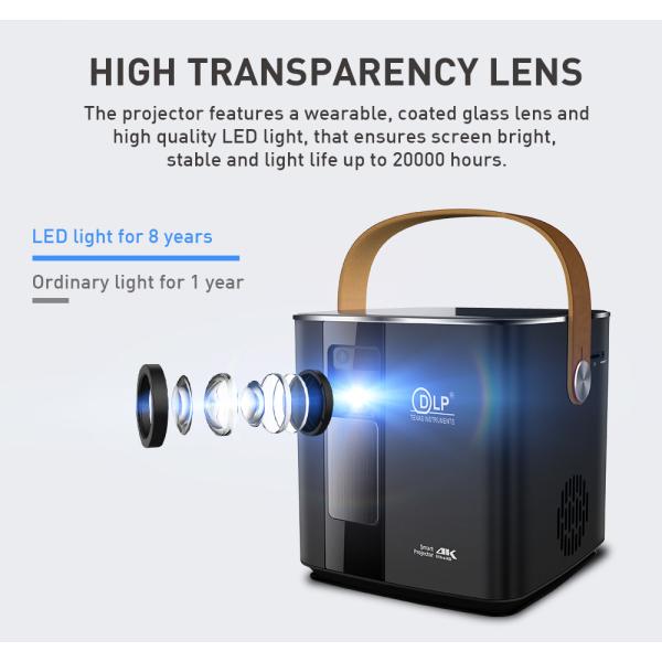 Flyin P12 1080P Max 4K Mini Projector 9000mAh Battery Outdoor Video 400 ANSI Lumens Android 9 2GB/16GB DLP Link 3D Proyector