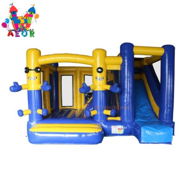 Buy Minions PVC tarpaulin custom made inflatable castle Inflatable Slide with Blower at wholesale prices