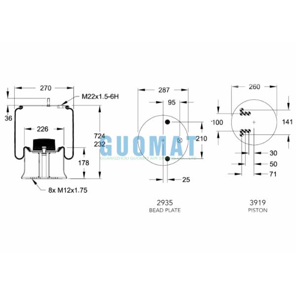 1R14-823 Goodyear Air Spring Assemblies W01M586223 Firestone Suspension Air Rubber