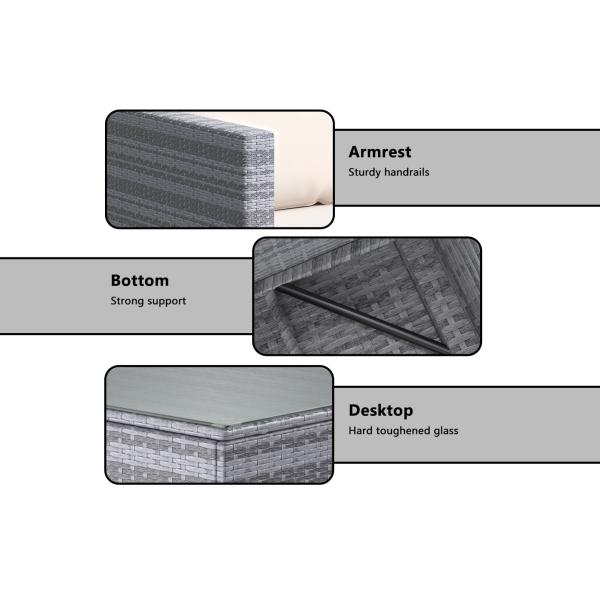 AJUNION Wicker Rattan Garden Sofa Outdoor Lounge Set 4 Piece with Y Mail Packing