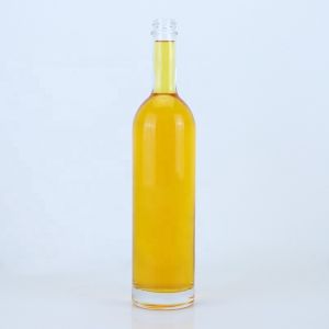 Custom Logo 700ml 750ml High Flint Round Shape Glass Bottle with Screw Top Finish