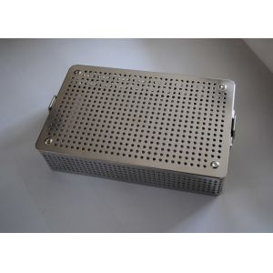Medical Stainless Steel Perforated Metal Sheet Sterilization Basket 38x30x5cm