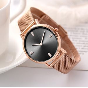 Womens Fashion Watch Rose Gold Stainless Steel Quartz Watch