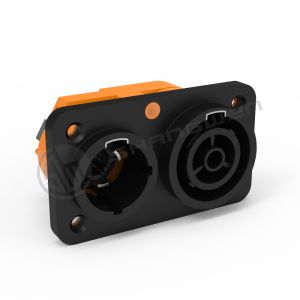 Ip65 Outdoor Power Female Chassis Connector Triple Core 2-in-1 Electrical