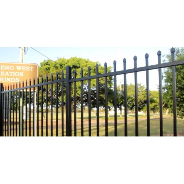 spear top pickets steel fence, Stain Black Press Point Steel spear Fence