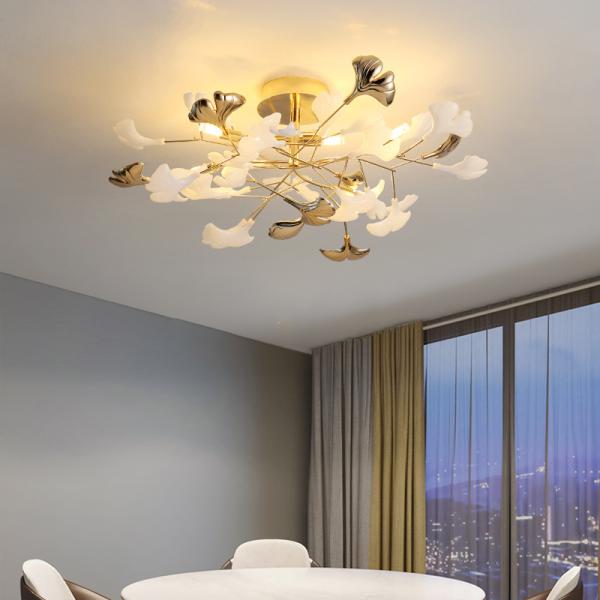 JYLIGHTING Warm And Romantic Pastoral Style Living Room Bedroom Ginkgo Leaf Chandelier Creative Fashion Clothing Store Studio Decorative LED Ceiling