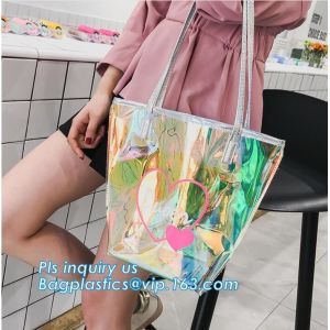 Waterproof PVC Shoulder Tote Beach Bag with Chain, Pvc Manufacture Small Custom
