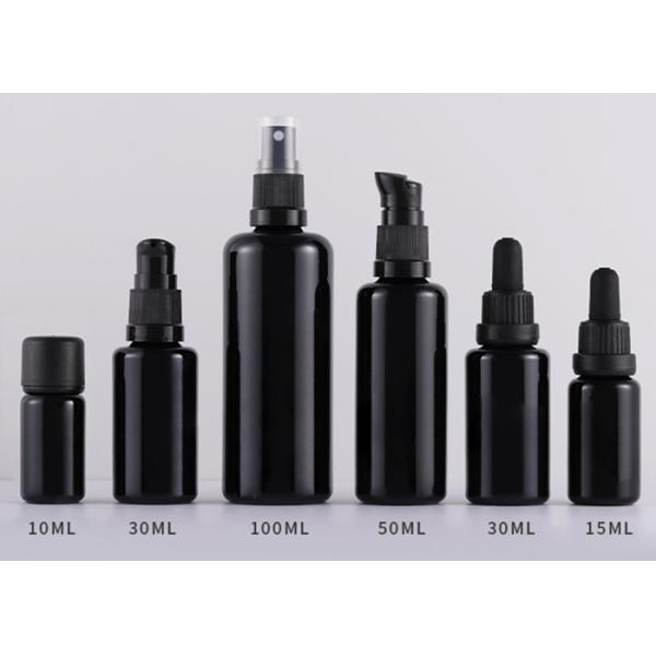 Black Skin Care Packaging Cream Bottle Glass Skincare Packaging Cream Cosmetic Glass Jar and Lotion Bottle Set