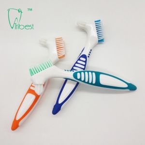 Nylon Bristle Oral Care Denture Tooth Brush Two Head