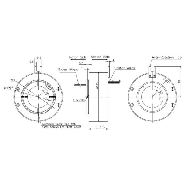Gimbal Pedestal Industrial Slip Ring Electrical Connector USB Gigabit Ethernet