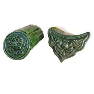 Chinese Sancai Green Glazed Roof Tiles Customized Five Star Pattern