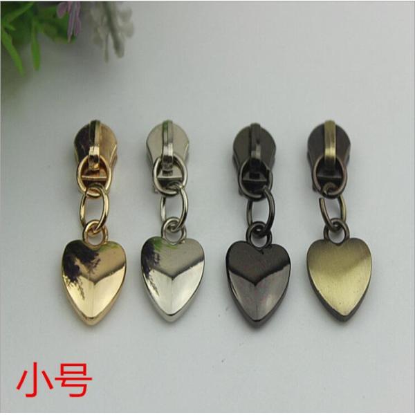 High grade small style bag metal accessories light gold heart shape zipper puller with slider 5#