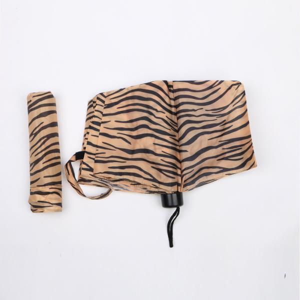 Buy Ladies Windproof Three Fold Umbrella Black Metal Frame Customized Designs at wholesale prices