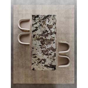 Italian Hotel Restaurant Furniture Rectangular Natural Marble Stainless Steel