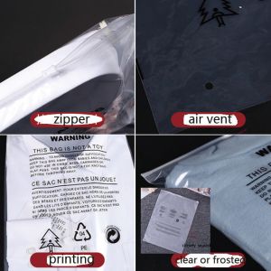 Dustproof CPE Zipper Bag Customizable Custom Clothing Packaging Bags Clear