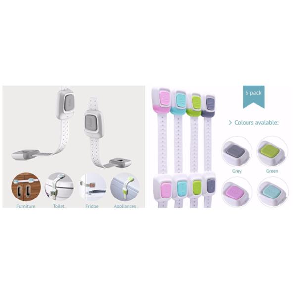 Eco Friendly Child Safety Cabinet Locks , Double Button Toddler Safety Cabinet Locks