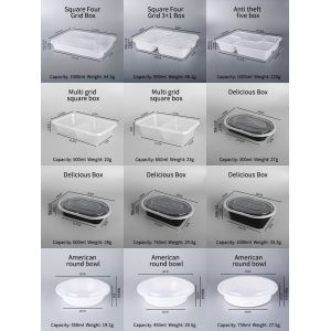 2 Compartment Disposable Plastic Food Containers Disposable PP Lunch Box