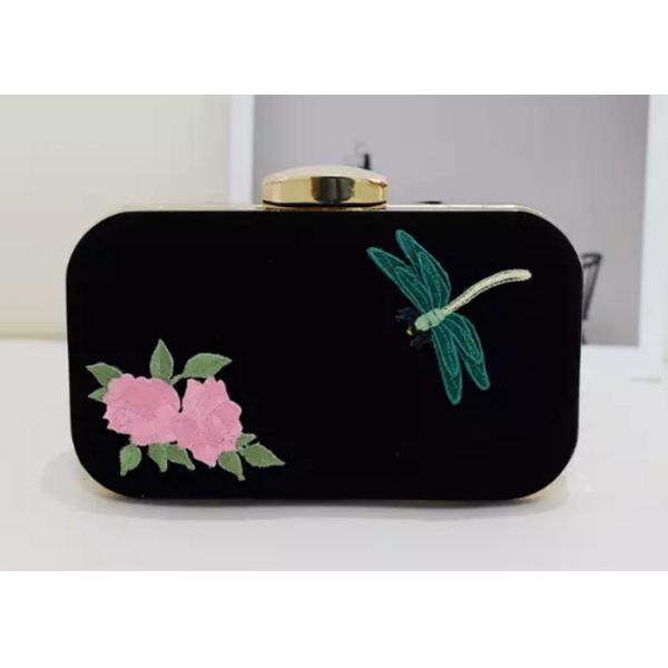 Buy Retro Peony Flower Embroidered Shoulder Bag , Dragonfly Pattern Personalised Clutch Bag at wholesale prices