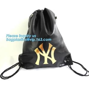 Custom Name Stamping PU Leather Drawstring Bag With Handle Waterproof Promotiona