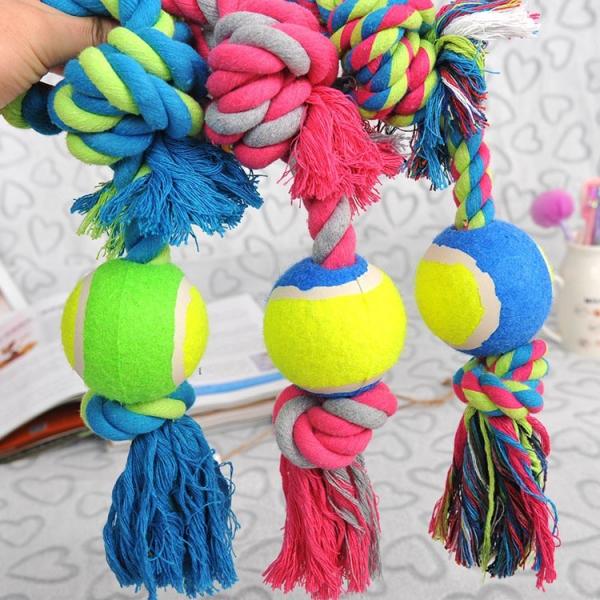 Dog Rope Toys For Aggressive Chewers Training Dog Ball Wholesale Pet Toys Bite Resistant Cotton Knot Tennis