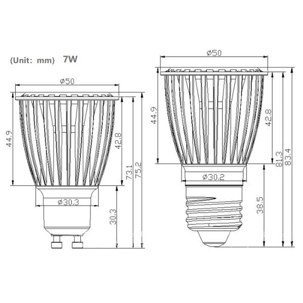 DIMENSION.jpg CREE COB GU10 MR16 E27 LED Spot Light 3W 5W 7W