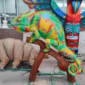 Handmade Animal Lantern - Chameleon Sculpture Illuminated LED Lantern,