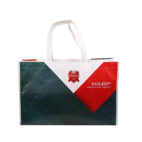 Custom Printing Metallic Lamination PP Woven Reusable Tote Shopping Bags with Inner Insulation