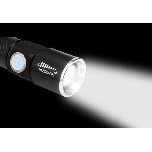 Professional Rechargeable LED Flashlight With Safety Hammer And Car Charger