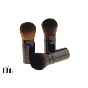 Custom Precision Retractable Makeup Brush Round Kabuki Brush Brown