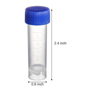 Set Of 100 Plastic Test Tubes With Lids, 5 Ml Graduated Shot Tubes With Screw
